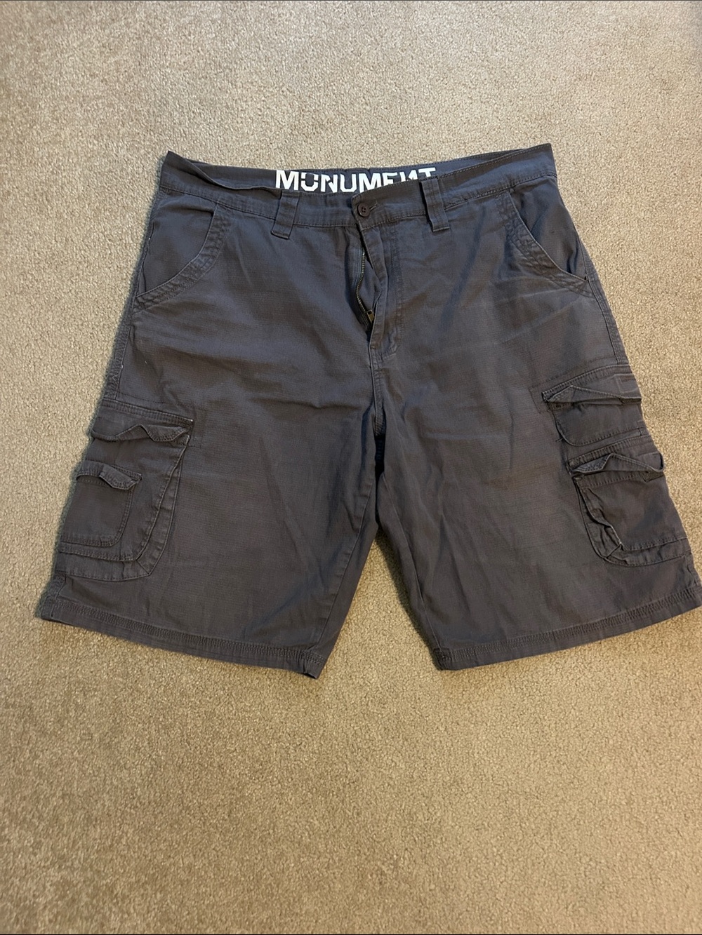 Monument grey lightweight cargo shorts